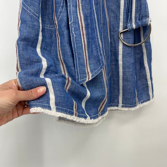 Anthropologie Pilcro Striped Blue Belted Linen Blend Dress Women's 4 - Picture 8 of 8
